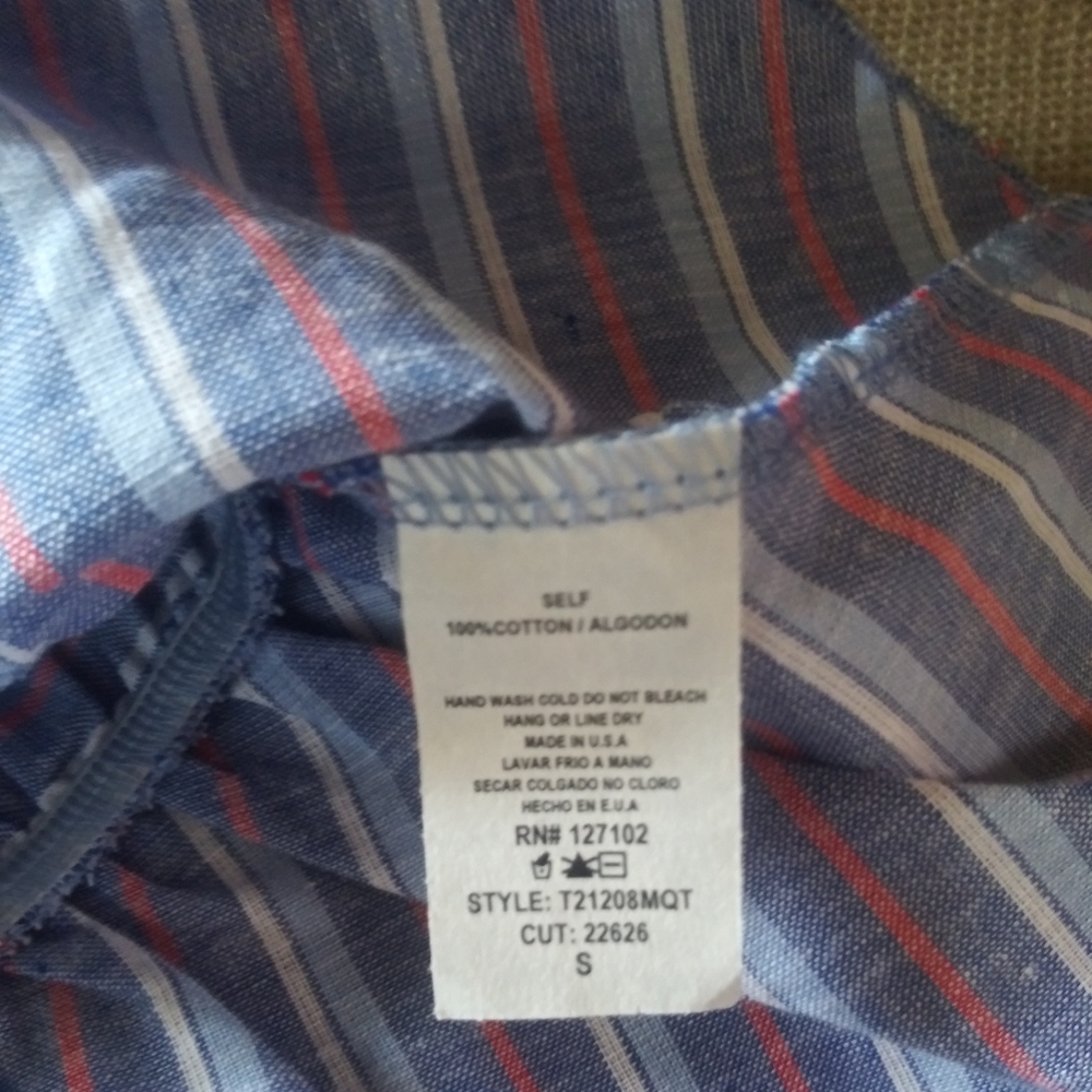 Hello Miss Red White & Blue Summer Blouse Size Small - Picture 2 of 4